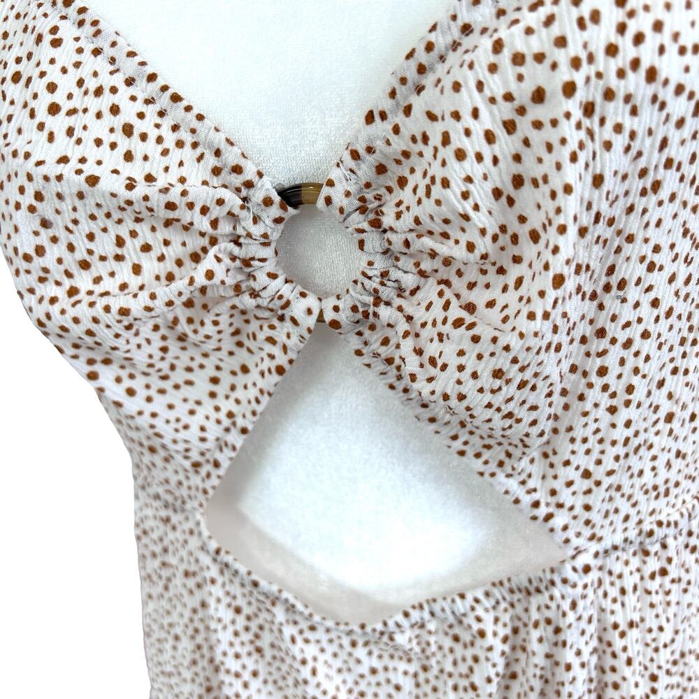 Sanctuary Swim Coverup Dress Womens Large‎ White Brown Strappy 100% Cotton NWT - Picture 2 of 13
